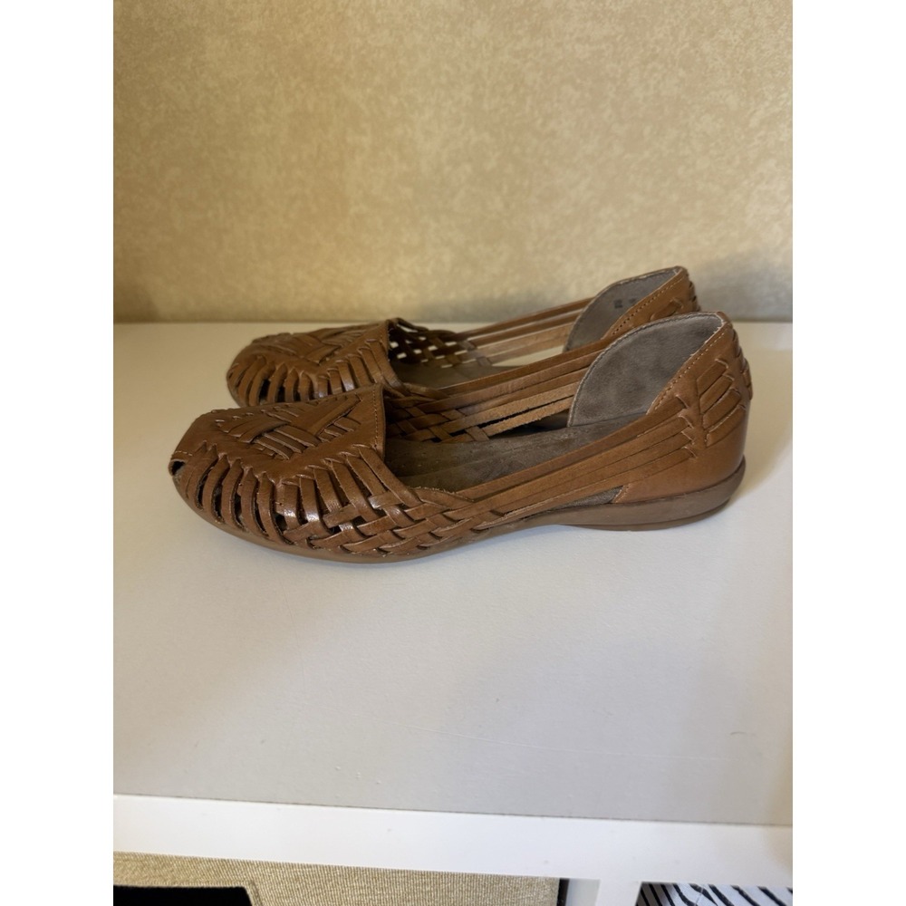 Natural Soul Shoes Womens 6M Grandeur Leather Woven Fisherman Boho Flats Festive - Picture 4 of 11